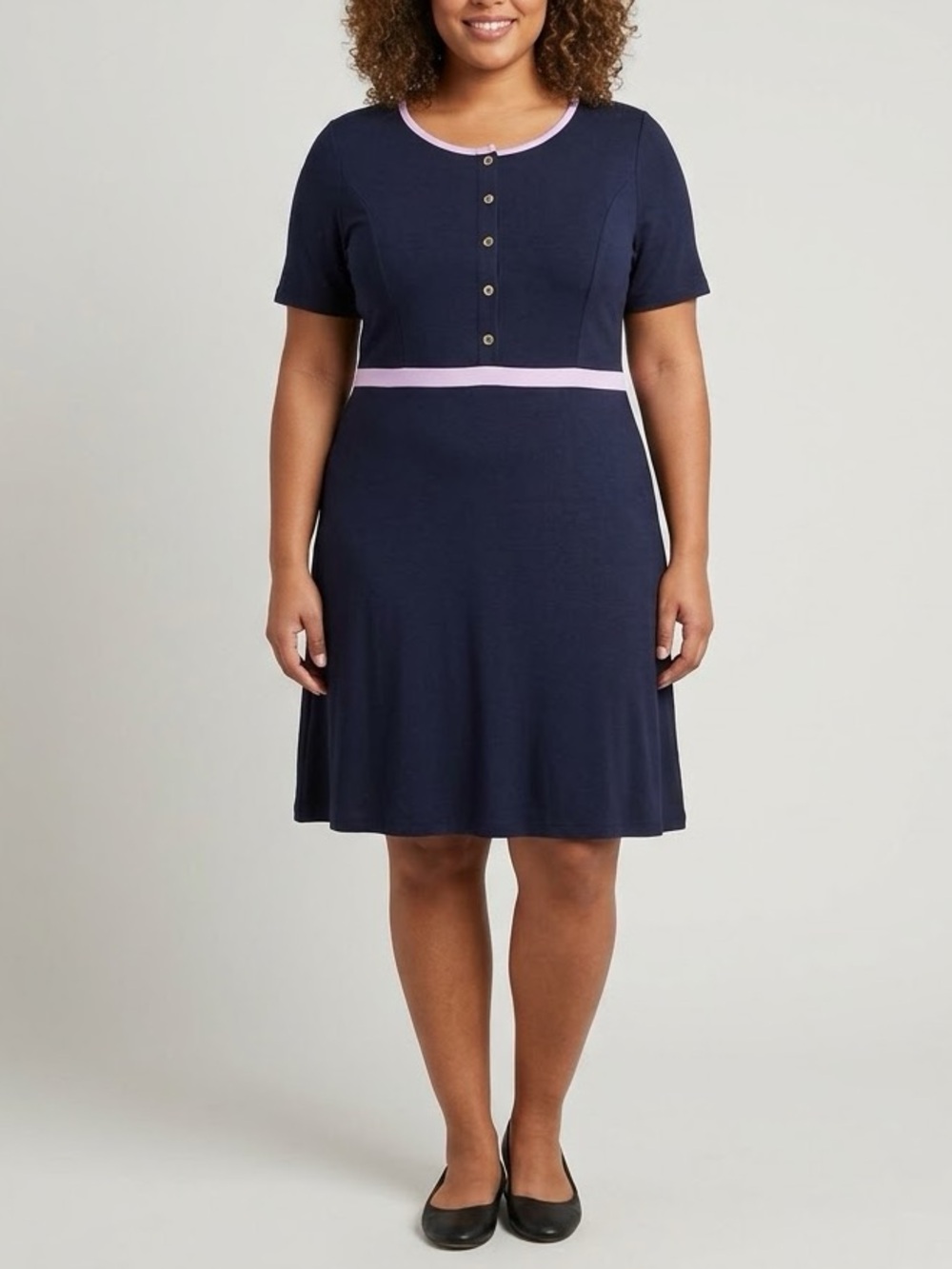 Boden Maria Ponte Dress Navy & Pink A-Line Short Sleeves Pockets 16/18R